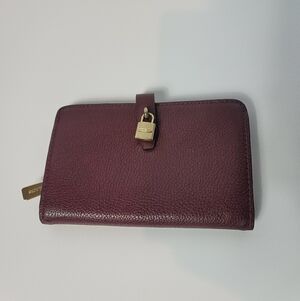 Michael Kors Burgundy Pebbled Leather Zip Wallet